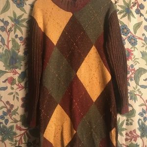 Wool & Cotton Argyle Sweater Dress